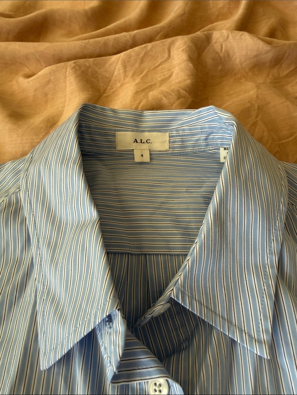 A.L.C. MONICA ll STRIPED CROPPED SHIRT, SZ 4 - Picture 7 of 10